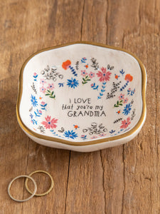 Natural Life Sentiment&Gift Antiqued Trinket Bowl Grandma