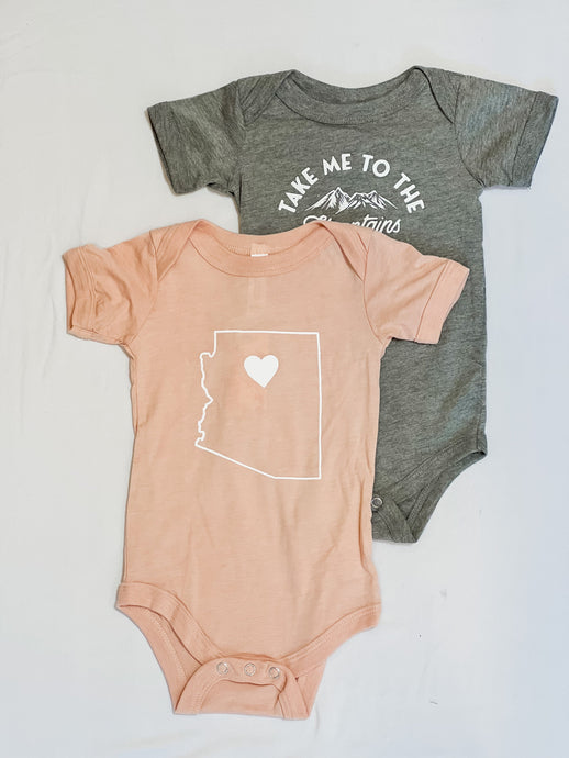 Local Kids Apparel Arizona State With Heart Baby Onesie