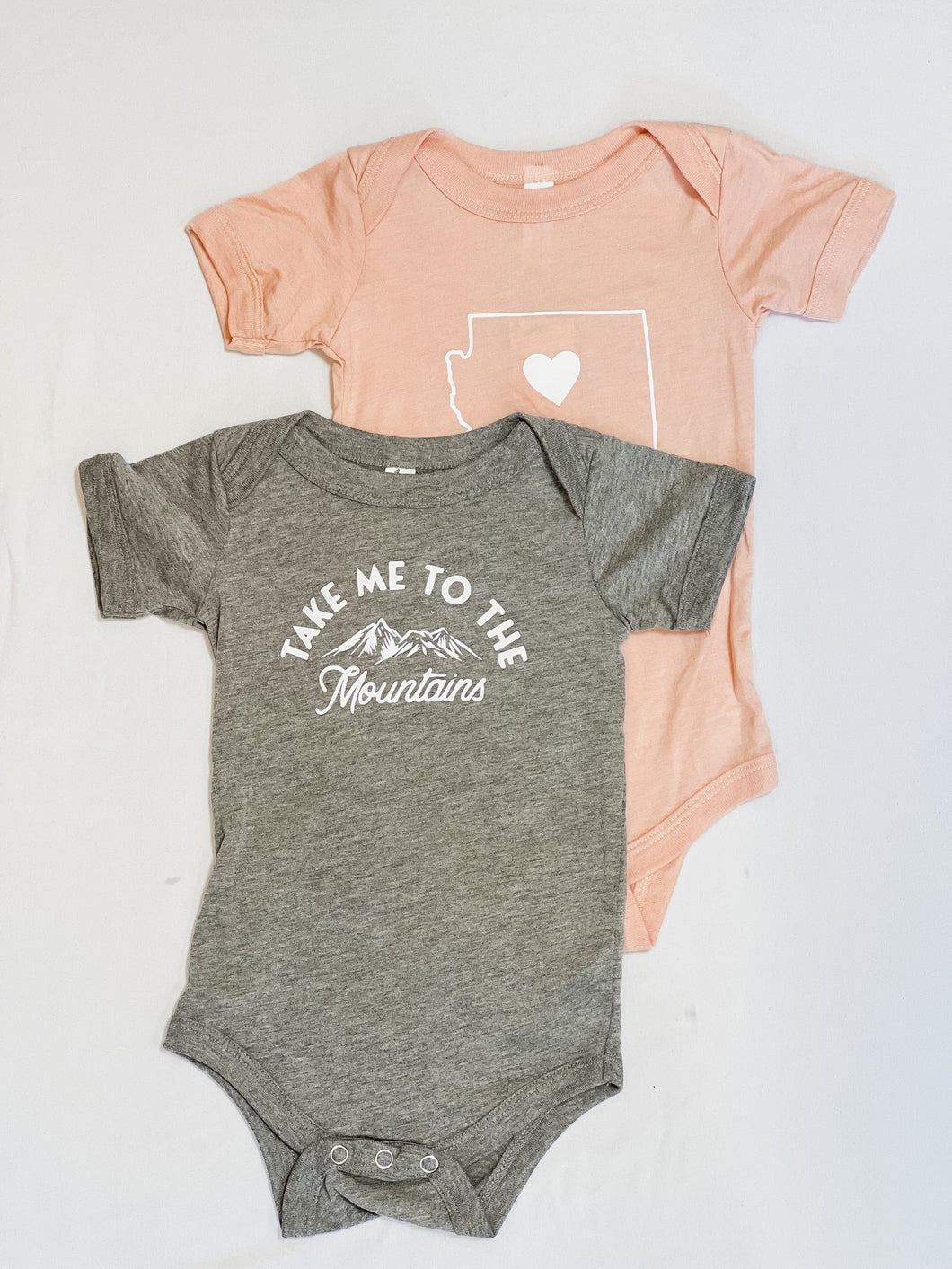 Local Kids Apparel Take Me To The Mountains Baby Onesie