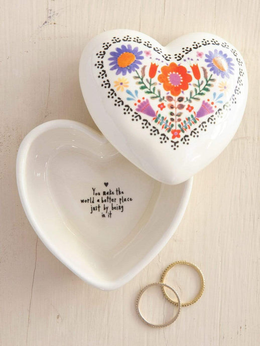 Natural Life Sentiment&Gift Heart Trinket Box Folk Flowers