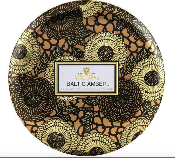 Voluspa Home Decor Baltic Amber 3 Wick Tin Candle